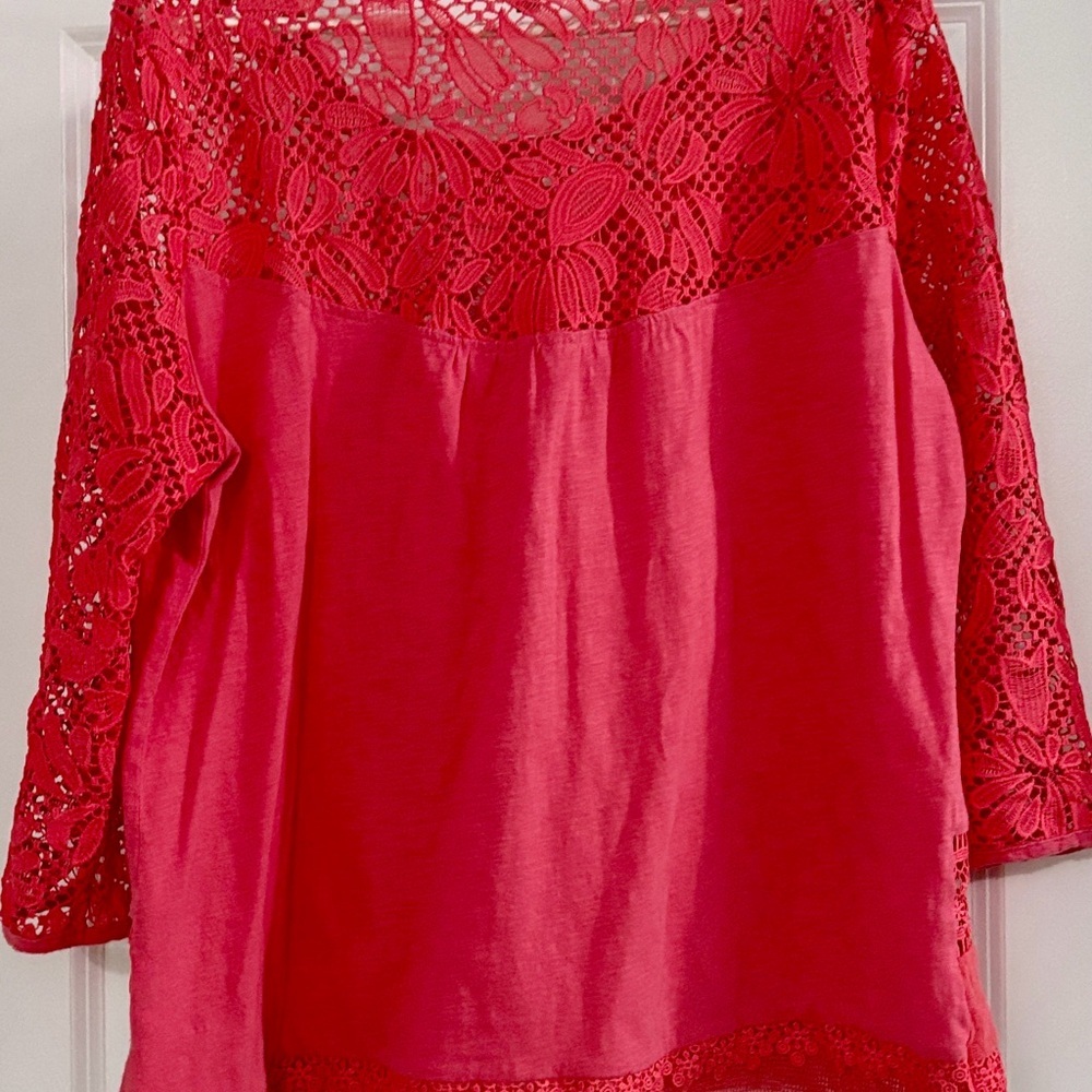 Hannah Lace Blouse - Vibrant Red